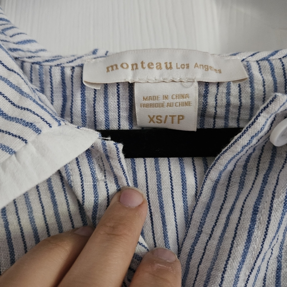 Monteau Blue and White Striped Mini Dress - Picture 4 of 5